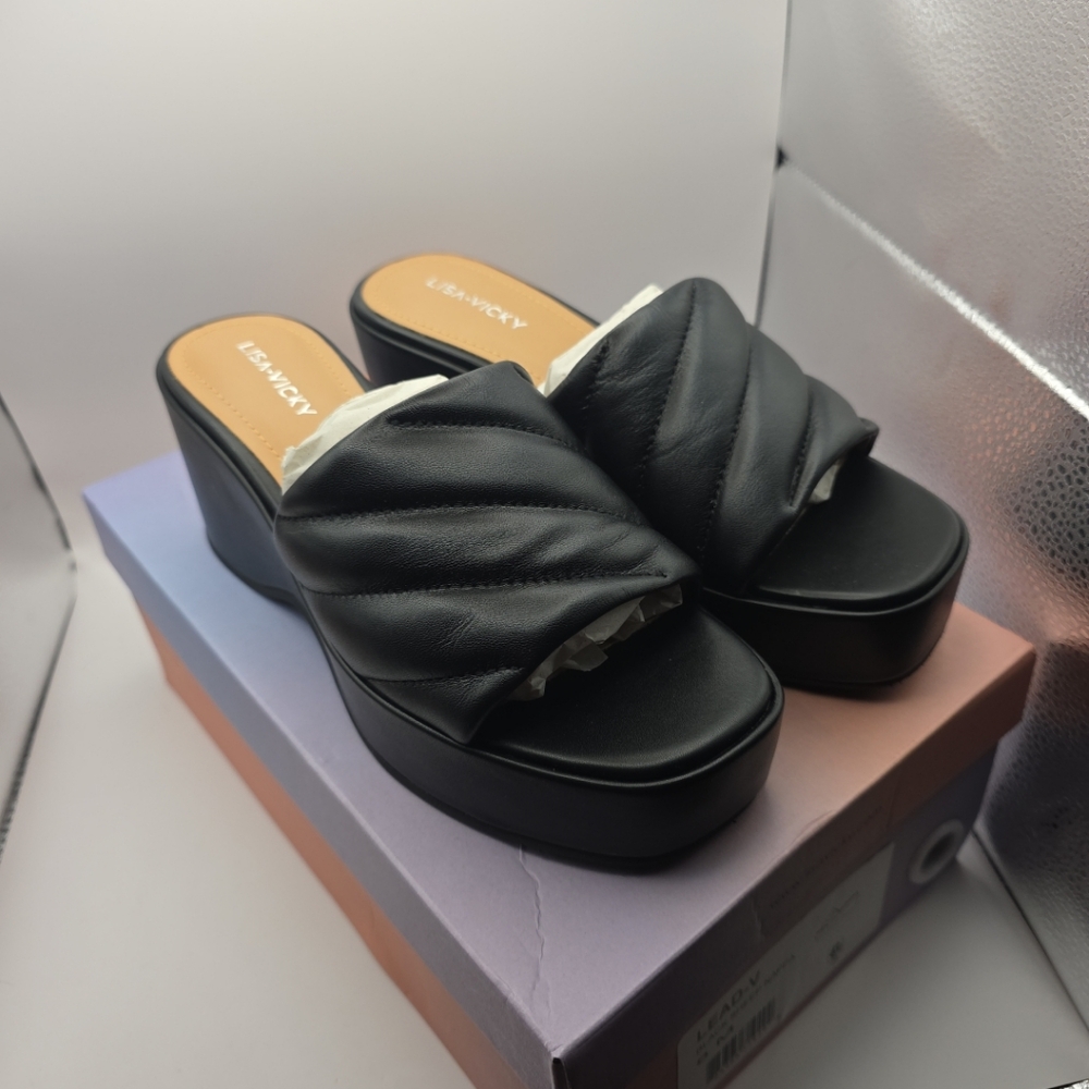 Lisa Vickey Black Women's Slide Sandals, NWB